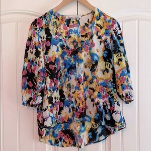 Lovers + Friends Colorful Floral Women's Scoop Neck Blouse Top Size Small